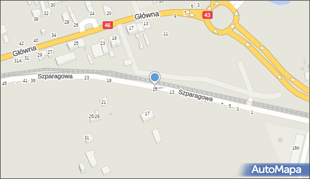 Częstochowa, Szparagowa, 15, mapa Częstochowy