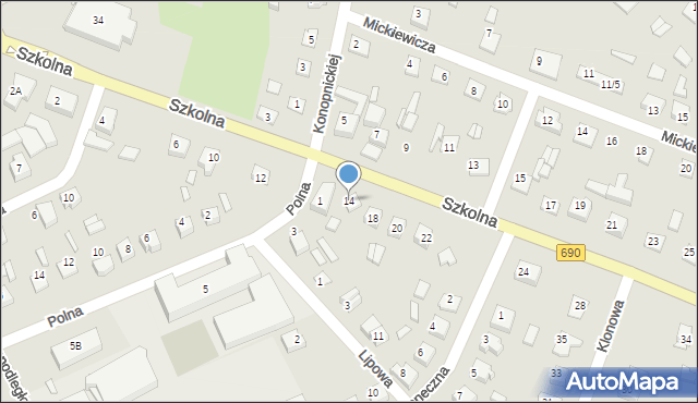 Czyżew, Szkolna, 14, mapa Czyżew