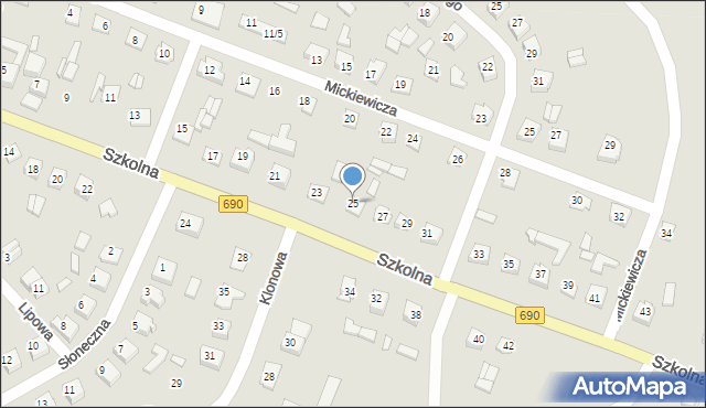 Czyżew, Szkolna, 25, mapa Czyżew