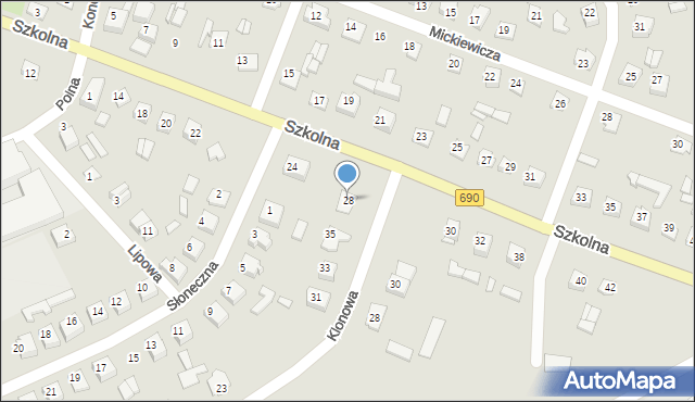 Czyżew, Szkolna, 28, mapa Czyżew