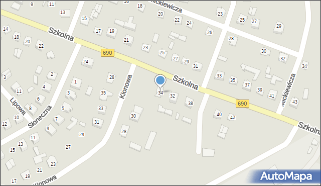 Czyżew, Szkolna, 34, mapa Czyżew