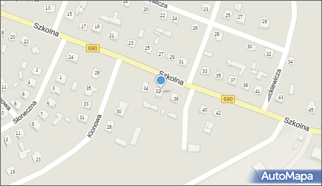 Czyżew, Szkolna, 36, mapa Czyżew