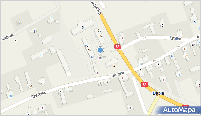 Dąbie, Szeroka, 1a, mapa Dąbie