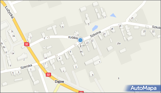 Dąbie, Szkolna, 8, mapa Dąbie