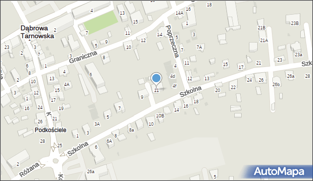 Dąbrowa Tarnowska, Szkolna, 11, mapa Dąbrowa Tarnowska