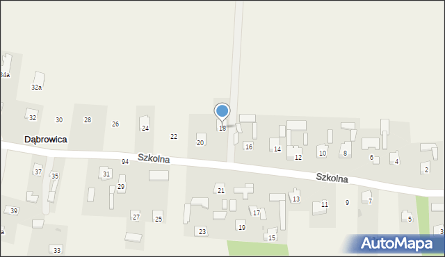 Dąbrowica, Szkolna, 18, mapa Dąbrowica