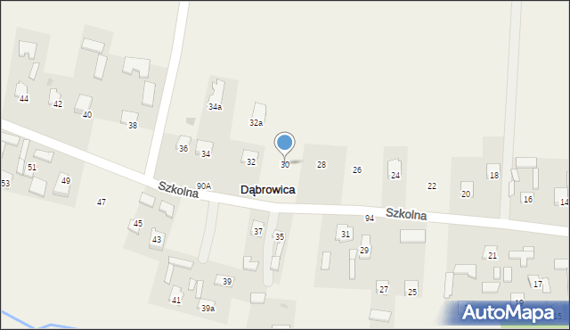 Dąbrowica, Szkolna, 30, mapa Dąbrowica
