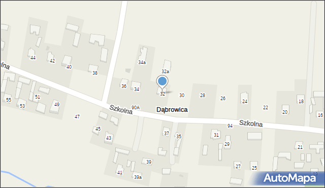Dąbrowica, Szkolna, 32, mapa Dąbrowica