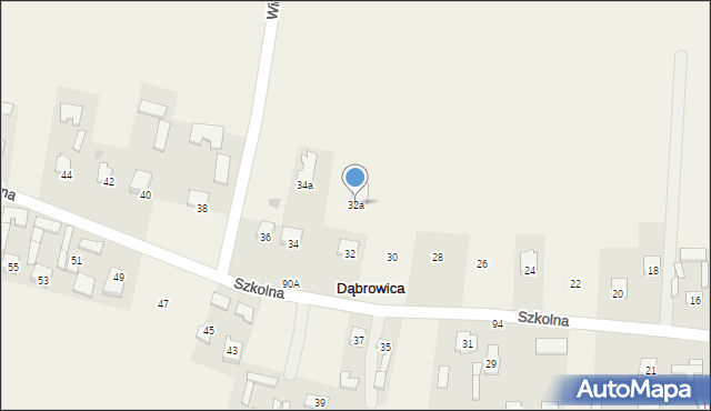 Dąbrowica, Szkolna, 32a, mapa Dąbrowica