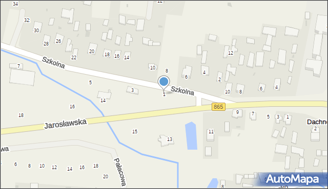 Dachnów, Szkolna, 1, mapa Dachnów