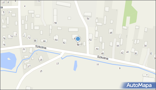 Dachnów, Szkolna, 58, mapa Dachnów