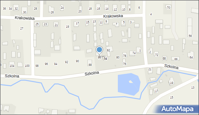 Dachnów, Szkolna, 86, mapa Dachnów