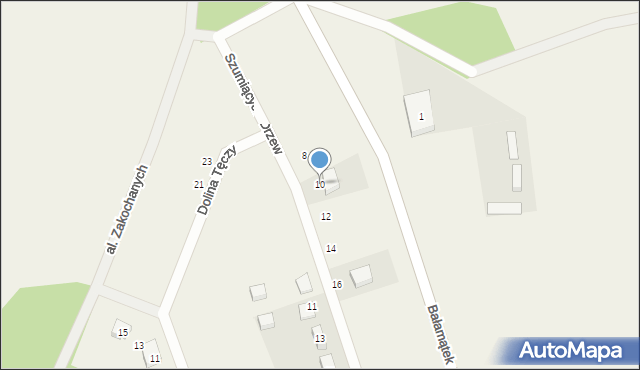 Dębina, Szumiących Drzew, 10, mapa Dębina