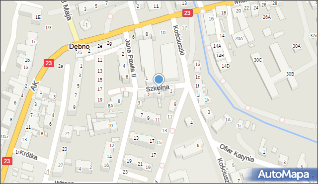 Dębno, Szkolna, 2, mapa Dębno