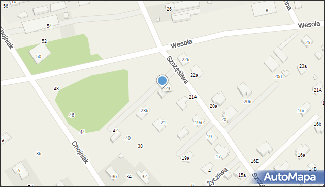 Długa Kościelna, Szczęśliwa, 23a, mapa Długa Kościelna