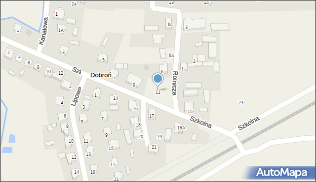 Dobroń, Szkolna, 11, mapa Dobroń