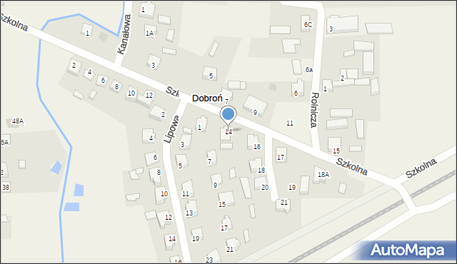 Dobroń, Szkolna, 14, mapa Dobroń