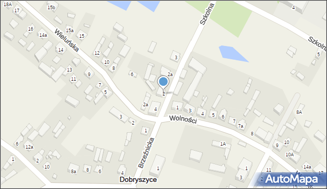 Dobryszyce, Szkolna, 2, mapa Dobryszyce