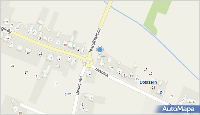 Dobrzelin, Szkolna, 1, mapa Dobrzelin