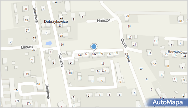 Dobrzykowice, Szkolna, 14e, mapa Dobrzykowice