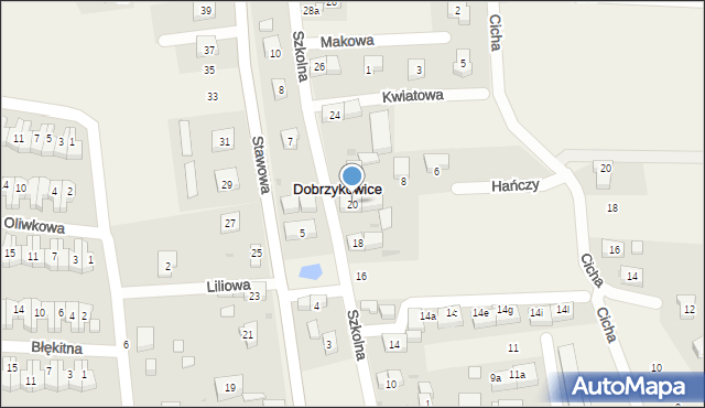 Dobrzykowice, Szkolna, 20, mapa Dobrzykowice