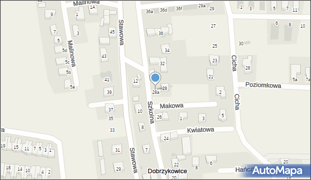 Dobrzykowice, Szkolna, 28b, mapa Dobrzykowice