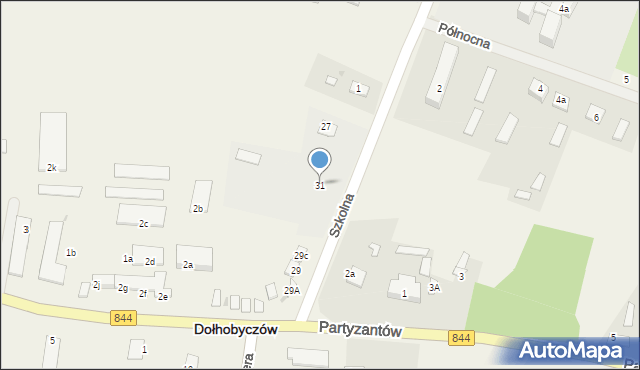 Dołhobyczów, Szkolna, 31, mapa Dołhobyczów