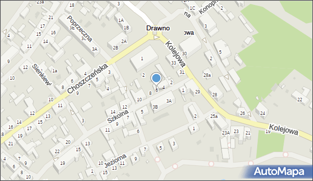 Drawno, Szkolna, 6, mapa Drawno