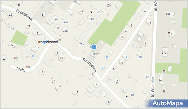 Drogoszewo, Szczęśliwa, 18, mapa Drogoszewo