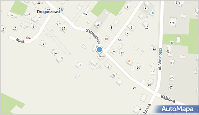 Drogoszewo, Szczęśliwa, 9a, mapa Drogoszewo