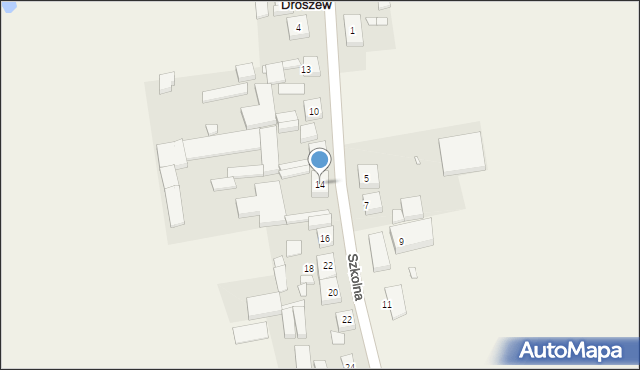 Droszew, Szkolna, 14, mapa Droszew
