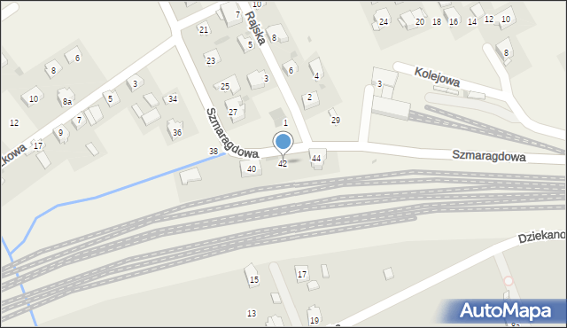 Dziekanowice, Szmaragdowa, 42, mapa Dziekanowice