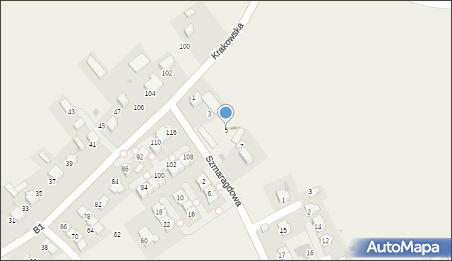 Dziekanowice, Szmaragdowa, 5, mapa Dziekanowice