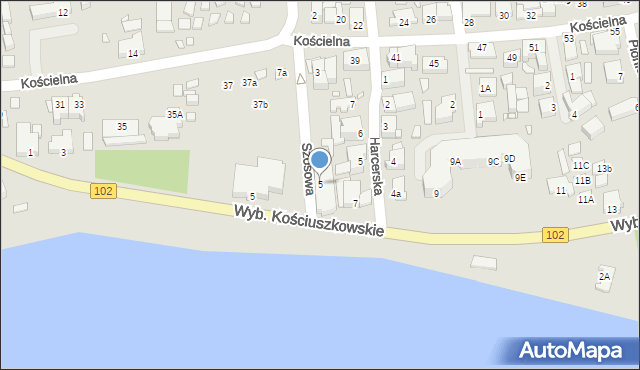 Dziwnów, Szosowa, 5, mapa Dziwnów