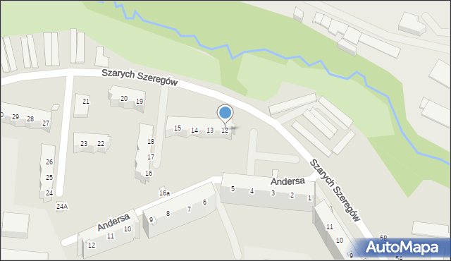 Elbląg, Szarych Szeregów, 12, mapa Elbląga