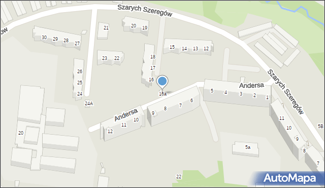 Elbląg, Szarych Szeregów, 16a, mapa Elbląga