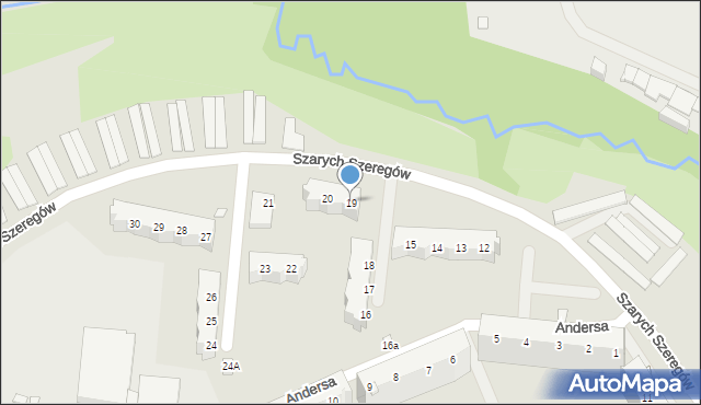 Elbląg, Szarych Szeregów, 19, mapa Elbląga