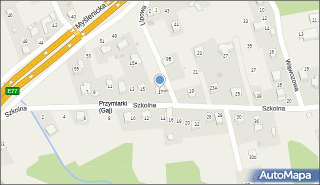 Gaj, Szkolna, 17, mapa Gaj
