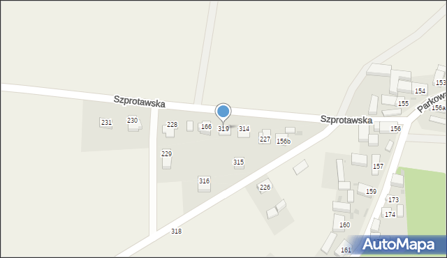 Gaworzyce, Szprotawska, 319, mapa Gaworzyce