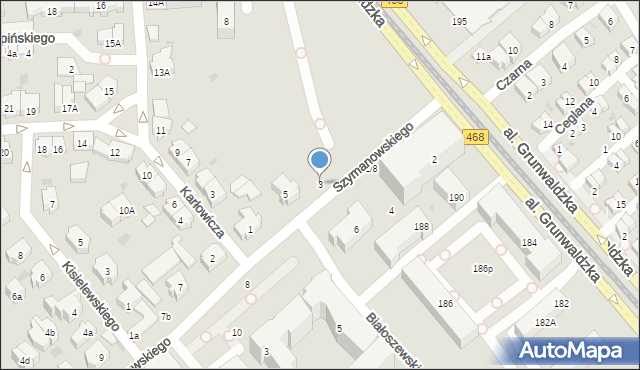 Gdańsk, Szymanowskiego Karola, 3, mapa Gdańska
