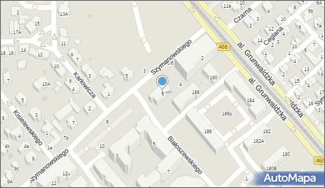 Gdańsk, Szymanowskiego Karola, 6, mapa Gdańska