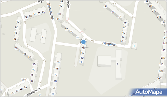 Gdańsk, Szyprów, 5B, mapa Gdańska