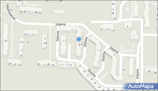 Gdańsk, Szpora Stanisława, prof., 5, mapa Gdańska