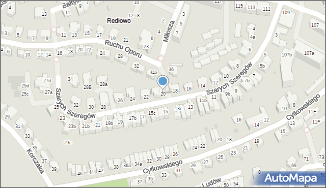 Gdynia, Szarych Szeregów, 20, mapa Gdyni