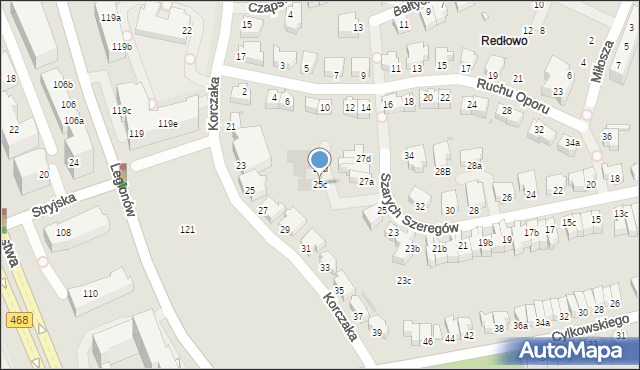 Gdynia, Szarych Szeregów, 25c, mapa Gdyni