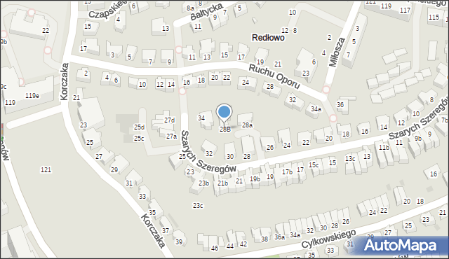 Gdynia, Szarych Szeregów, 28B, mapa Gdyni