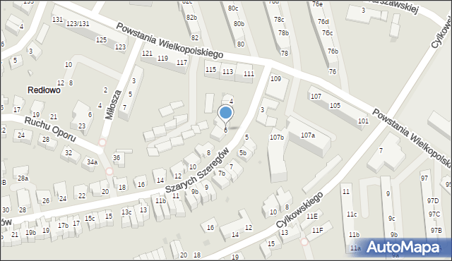 Gdynia, Szarych Szeregów, 6, mapa Gdyni