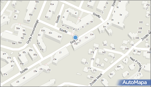 Gdynia, Szefki Waleriana, 11g, mapa Gdyni