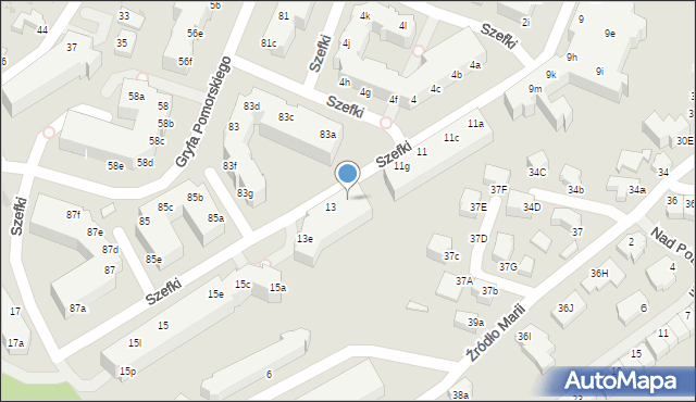 Gdynia, Szefki Waleriana, 13a, mapa Gdyni