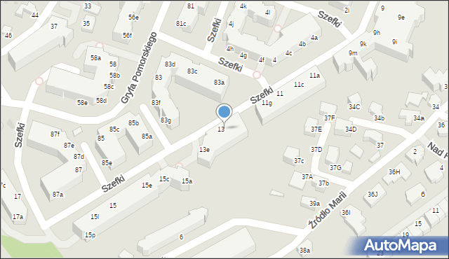 Gdynia, Szefki Waleriana, 13b, mapa Gdyni